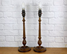 Load image into Gallery viewer, Pair Of Vintage Wood Lamps
