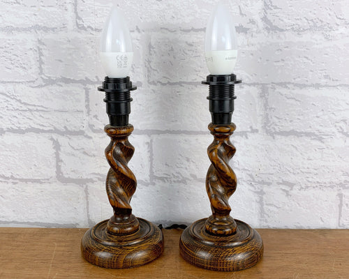 Pair Of Vintage Barley Twist Lamps