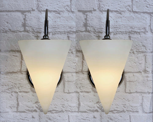 Pair Of Italian Wall Lights, Chrome & White