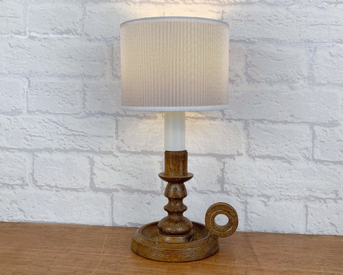 Vintage French Lamp, Wood Chamberstick Lamp