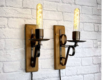 Load image into Gallery viewer, Antique Wrought Iron, Rustic Wall Lights
