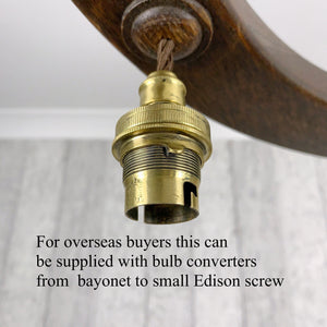 Ceiling chandelier Light, Antique Oak with Brass Fittings.