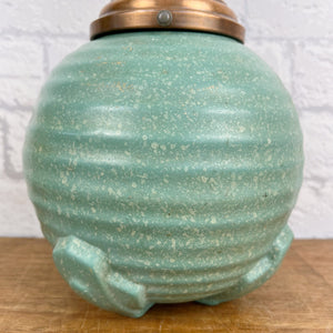 Art Deco Ceramic & Copper Lamp, Antique Beehive Lamp