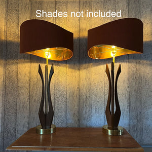 Pair Of Tall Mid Century Sculptural Table Lamps, Adrian Pearsall, Modeline.