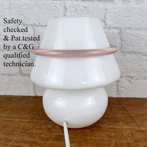 Vintage Murano Glass Mushroom Lamp With Pink Glass Bow.
