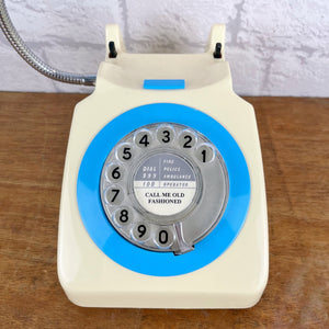 Retro Telephone Lamp Cream / Sky Blue