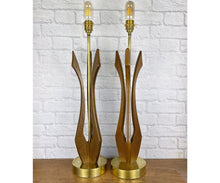 Load image into Gallery viewer, Pair Of Tall Mid Century Sculptural Table Lamps, Adrian Pearsall, Modeline.
