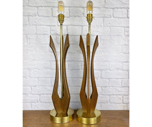 Pair Of Tall Mid Century Sculptural Table Lamps, Adrian Pearsall, Modeline.