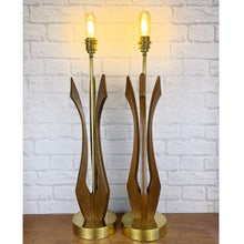 Load image into Gallery viewer, Pair Of Tall Mid Century Sculptural Table Lamps, Adrian Pearsall, Modeline.
