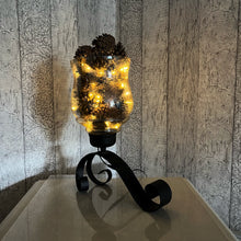 Load image into Gallery viewer, Vintage Wrought Iron &amp; Glass Lamp.
