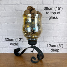 Load image into Gallery viewer, Vintage Wrought Iron &amp; Glass Lamp.
