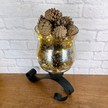 Load image into Gallery viewer, Vintage Wrought Iron &amp; Glass Lamp.
