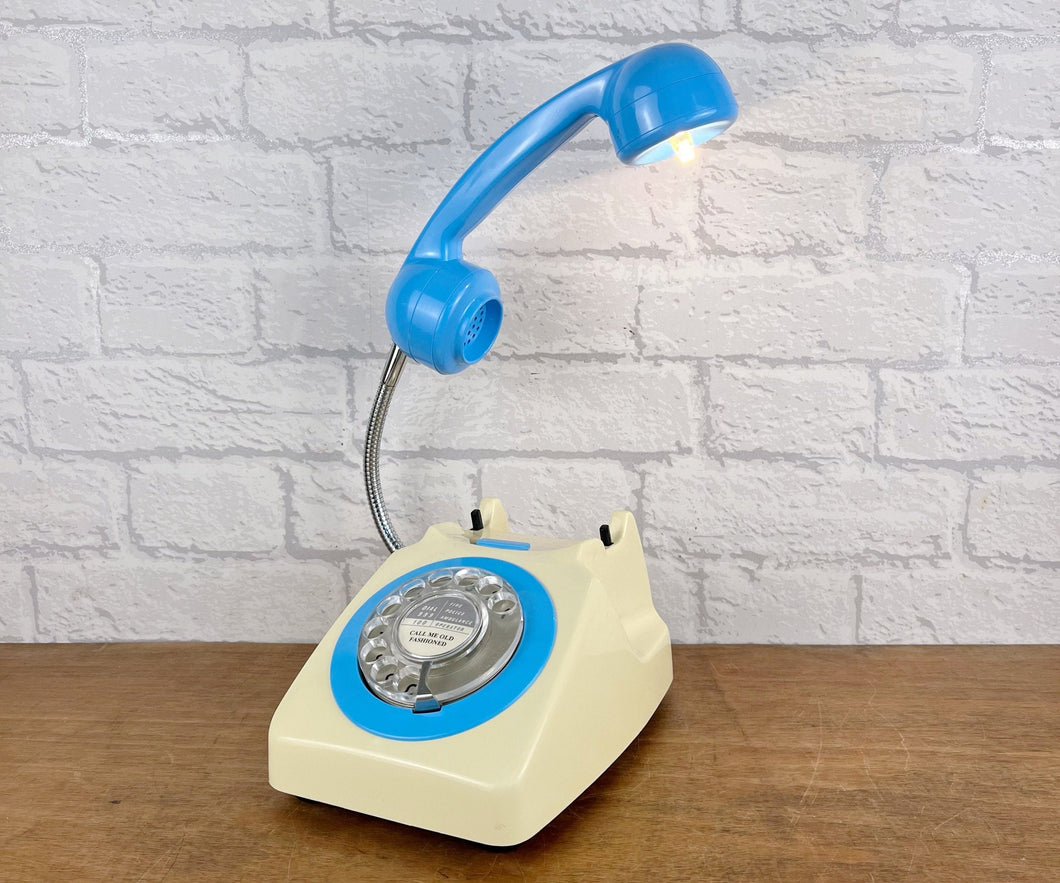 Retro Telephone Lamp Cream / Sky Blue