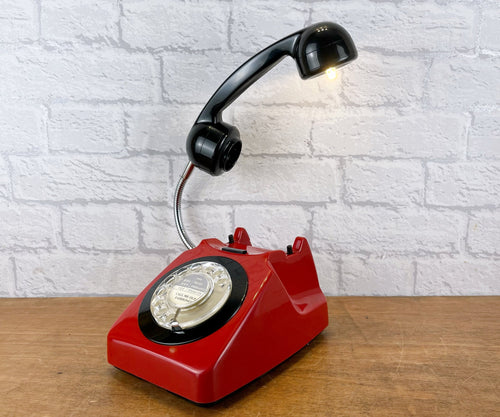 Retro Telephone Lamp Red & Black