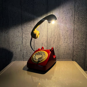 Red & Mustard Desk Lamp, Quirky Telephone Lamp