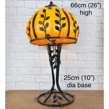 Load image into Gallery viewer, Vintage French Glass &amp; Wrought Iron Lamp
