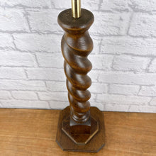 Load image into Gallery viewer, Antique Barley Twist Wood Lamp, Large Oak Lamp Base.
