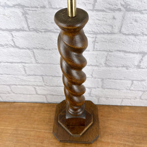 Antique Barley Twist Wood Lamp, Large Oak Lamp Base.