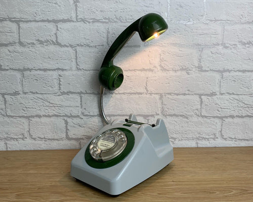 Grey & Green Desk Lamp, Office Decor.