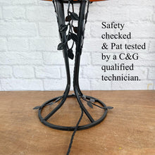 Load image into Gallery viewer, Vintage French Glass &amp; Wrought Iron Lamp
