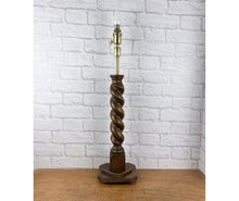 Load image into Gallery viewer, Antique Barley Twist Wood Lamp, Large Oak Lamp Base.
