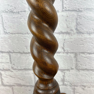 Antique Barley Twist Wood Lamp, Large Oak Lamp Base.