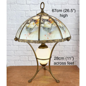 Vintage Victorian Style Brass Lamp With Glass Shade