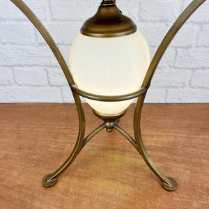 Vintage Victorian Style Brass Lamp With Glass Shade