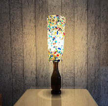 Load image into Gallery viewer, 70’s Wood Lamp With Psychedelic Shade.
