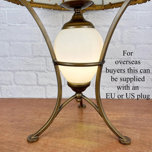 Vintage Victorian Style Brass Lamp With Glass Shade