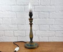 Load image into Gallery viewer, Turned Wood Lamp Base, Antique Wooden Lamp
