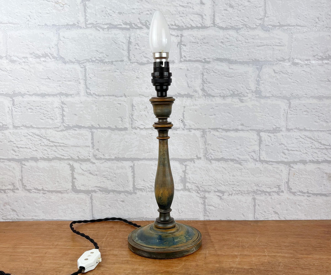 Turned Wood Lamp Base, Antique Wooden Lamp