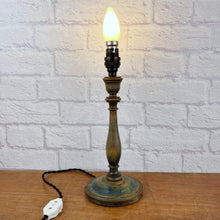 Load image into Gallery viewer, Turned Wood Lamp Base, Antique Wooden Lamp
