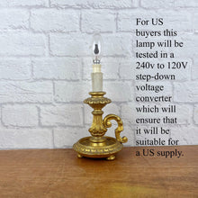 Load image into Gallery viewer, Vintage French Lamp, Wood Chamberstick Lamp
