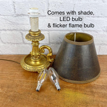 Load image into Gallery viewer, Vintage French Lamp, Wood Chamberstick Lamp
