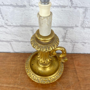 Vintage French Lamp, Wood Chamberstick Lamp