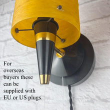 Load image into Gallery viewer, Pair Of Mid Century Wall Lights, Orange And Black.
