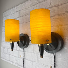 Load image into Gallery viewer, Pair Of Mid Century Wall Lights, Orange And Black.
