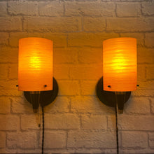 Load image into Gallery viewer, Pair Of Mid Century Wall Lights, Orange And Black.
