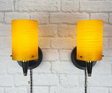 Load image into Gallery viewer, Pair Of Mid Century Wall Lights, Orange And Black.
