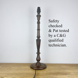 Tall Antique Carved Wooden Lamp.