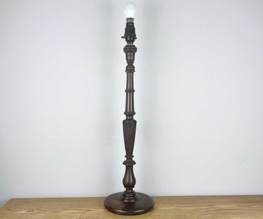 Tall Antique Carved Wooden Lamp.