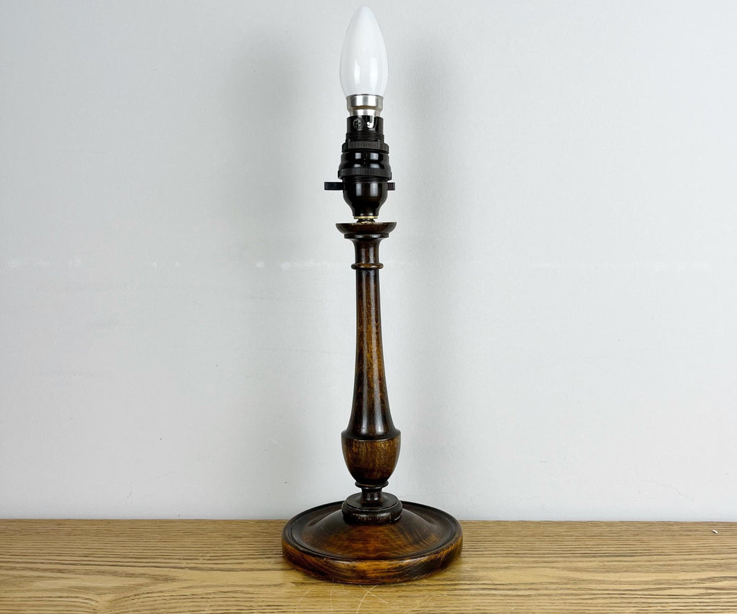 Antique Wooden Oak Lamp.
