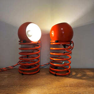 Herbert Terry Zebedee lamps, Retro Orange 1970s.