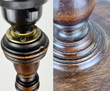 Load image into Gallery viewer, Tall Antique Carved Wooden Lamp.
