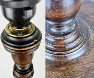 Tall Antique Carved Wooden Lamp.
