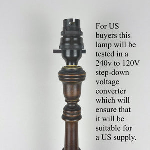 Tall Antique Carved Wooden Lamp.