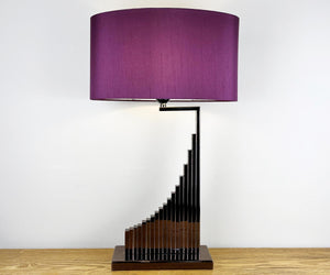 Copper / Bronze Sculptural Lamp with Purple Shade.