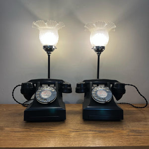 Pair Vintage Bakelite Telephone Lamps, 1930s Style Desk Lights