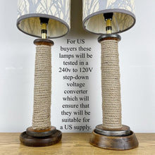 Load image into Gallery viewer, Pair Of Vintage Rustic Mill Bobbin Lamps
